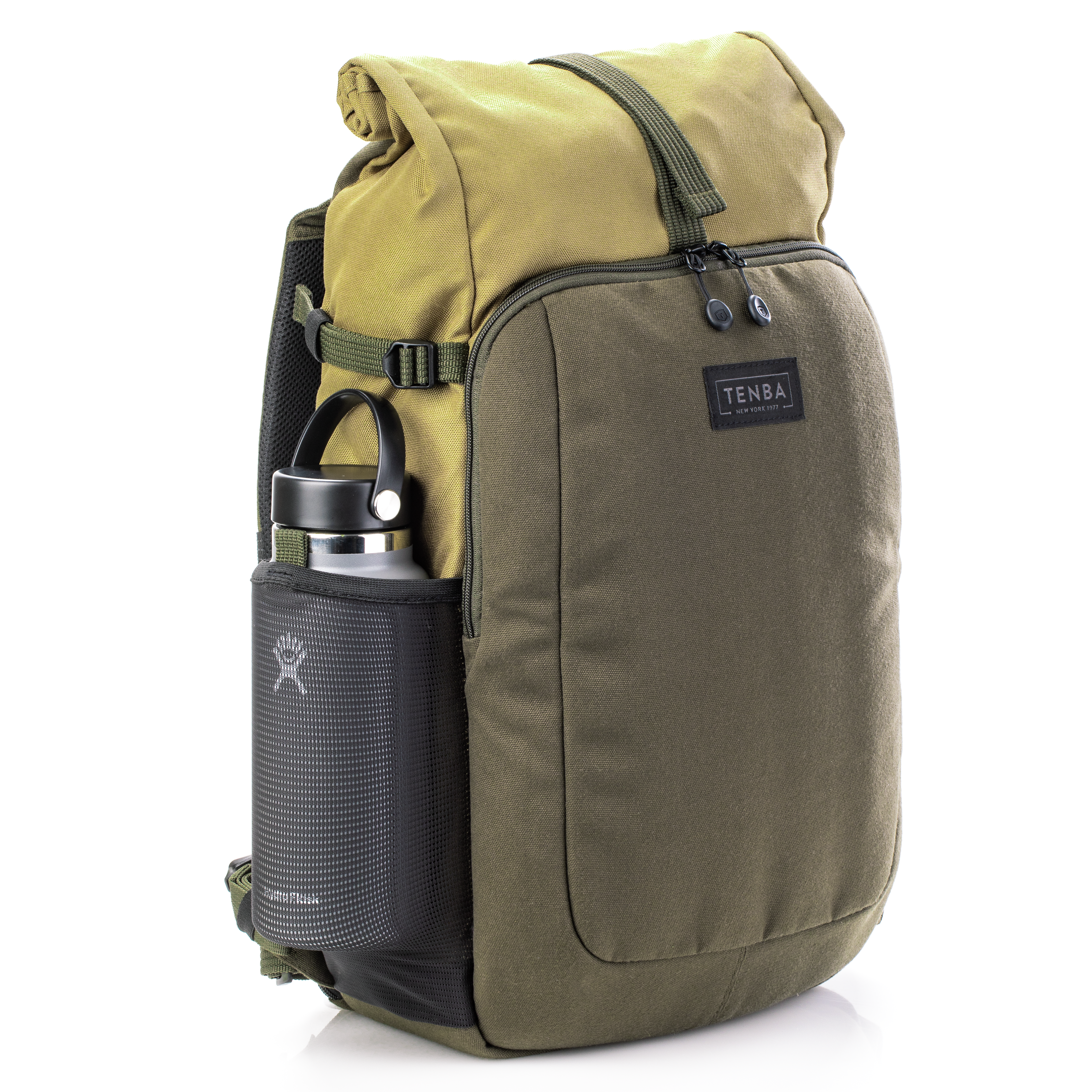 Tenba Fulton v2 14L Camera Backpack for Mirrorless & DSLR – Tan/Olive Weather-Resistant Rolltop Bag